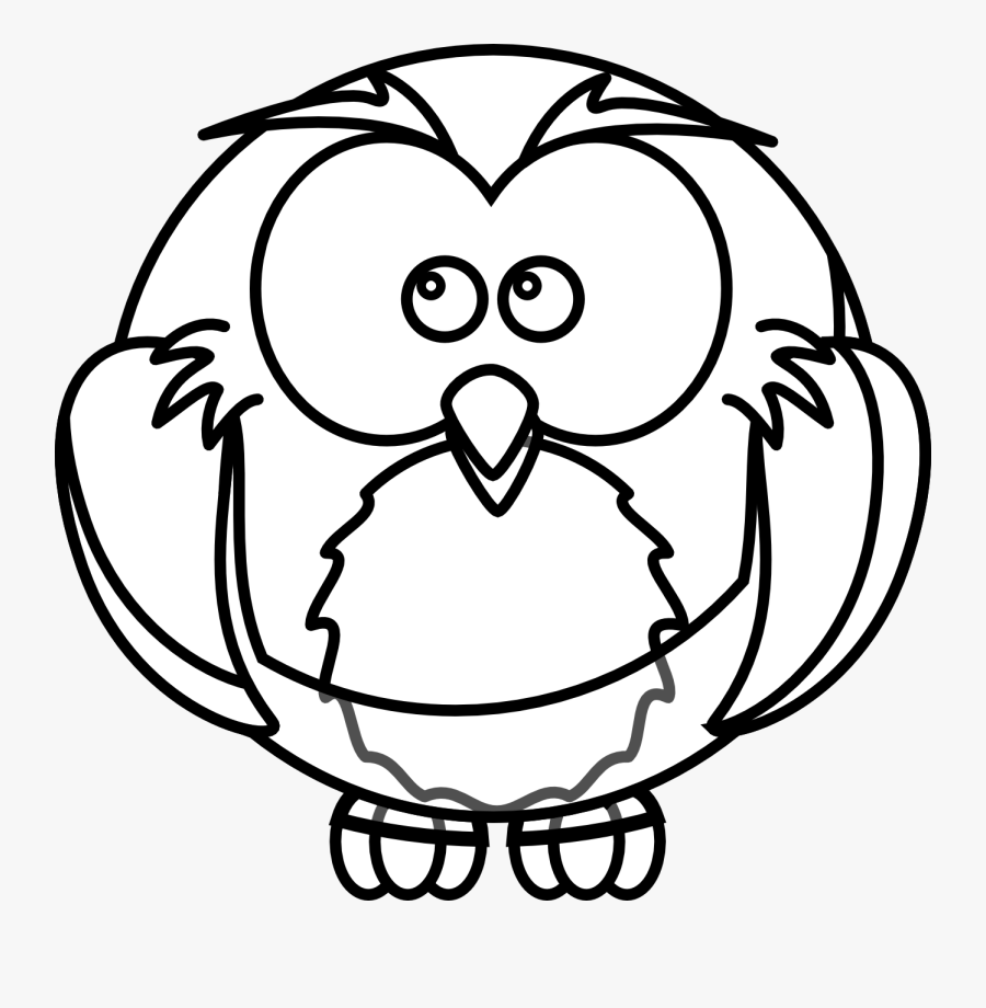 Owls Clipart Black And White Owl - Drawing Of Owl Outline, Transparent Clipart