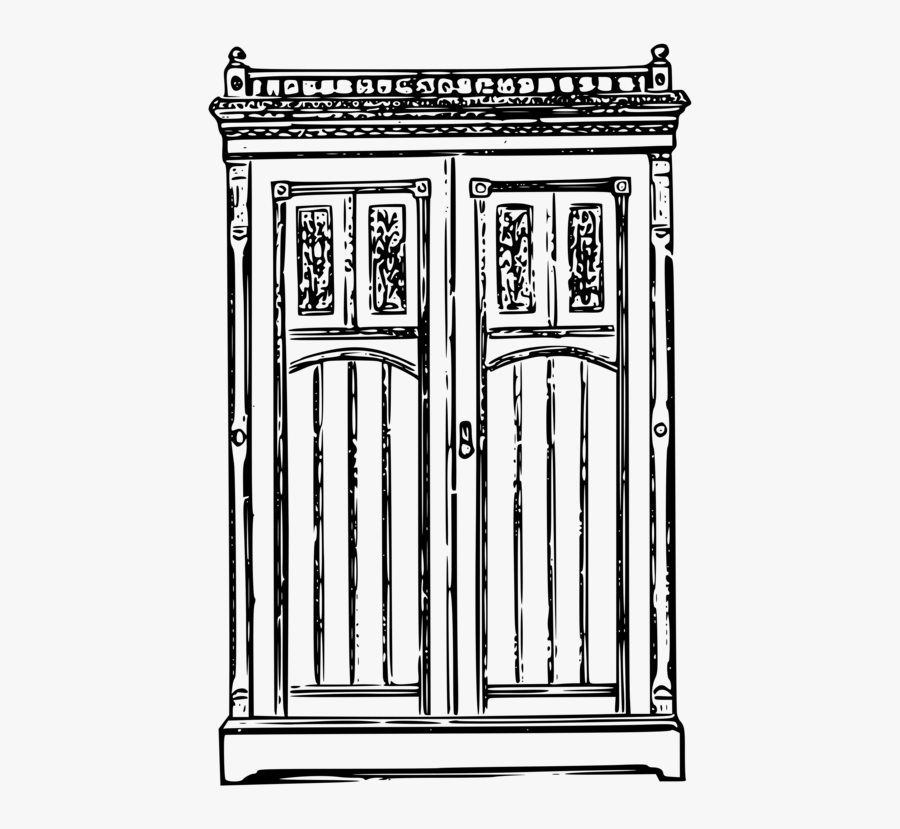 Rectangle,door,symmetry - Wardrobe Clipart Black And White, Transparent Clipart