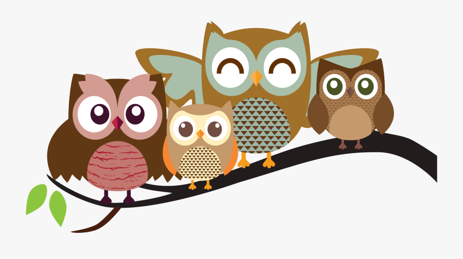 Pictures Cartoons Colorful - Owls On A Branch Clipart, Transparent Clipart