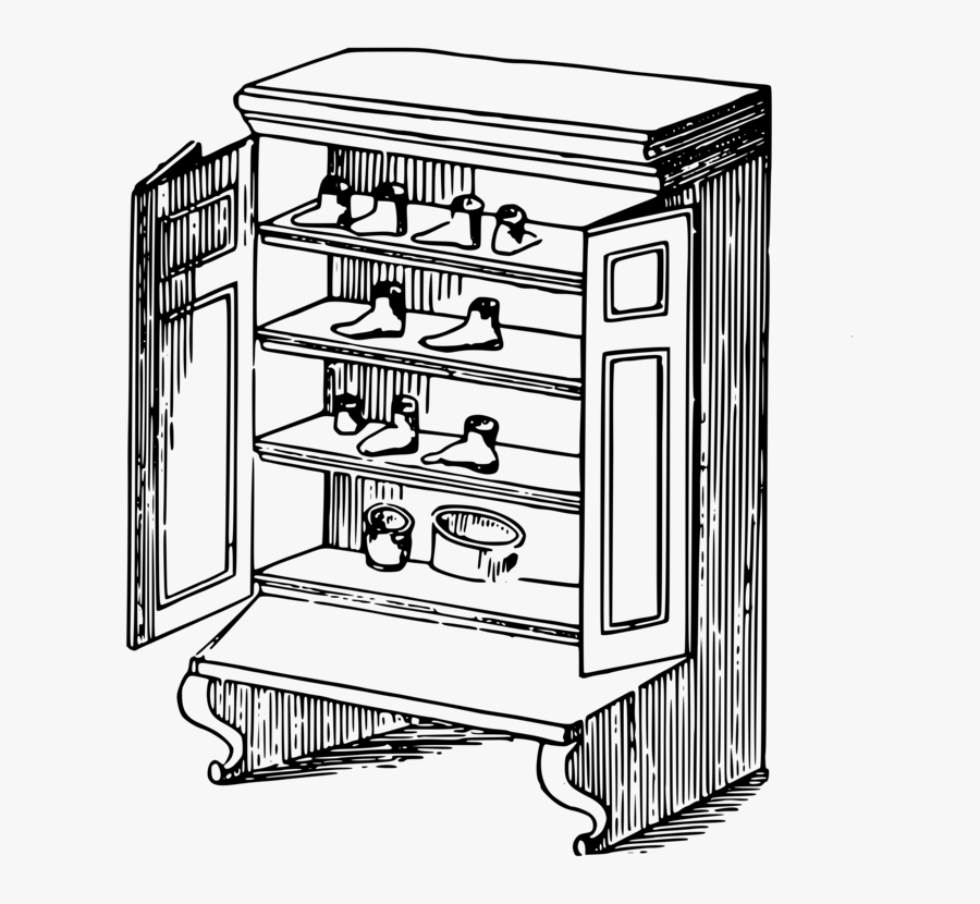 Line Art,angle,rectangle - Cupboard Black And White Clipart, Transparent Clipart
