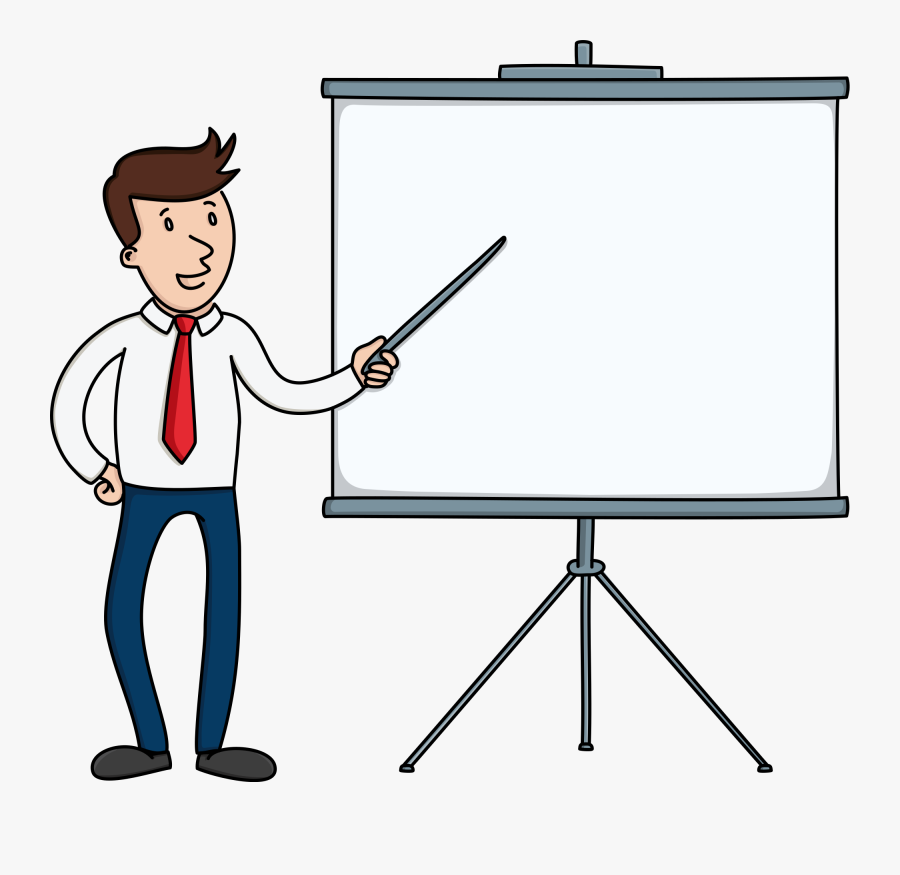 Presentation Clipart Presentation Board Cartoon Pointing - Cartoon Pointing To Board, Transparent Clipart