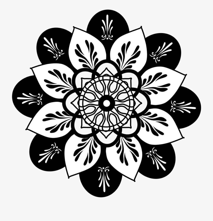 Clipart Mandala - Black And White Clipart Mandala, Transparent Clipart