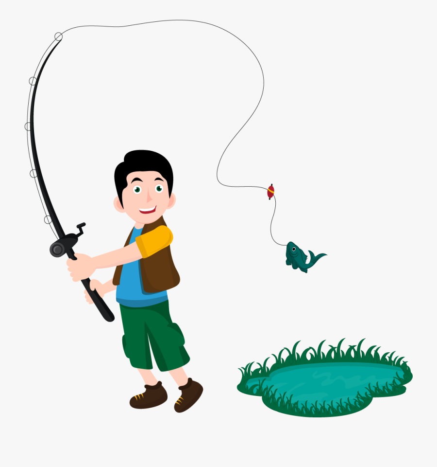 Fishing Pole Clipart Png Image03 - Boy Fishing Cartoon Transparent Background, Transparent Clipart