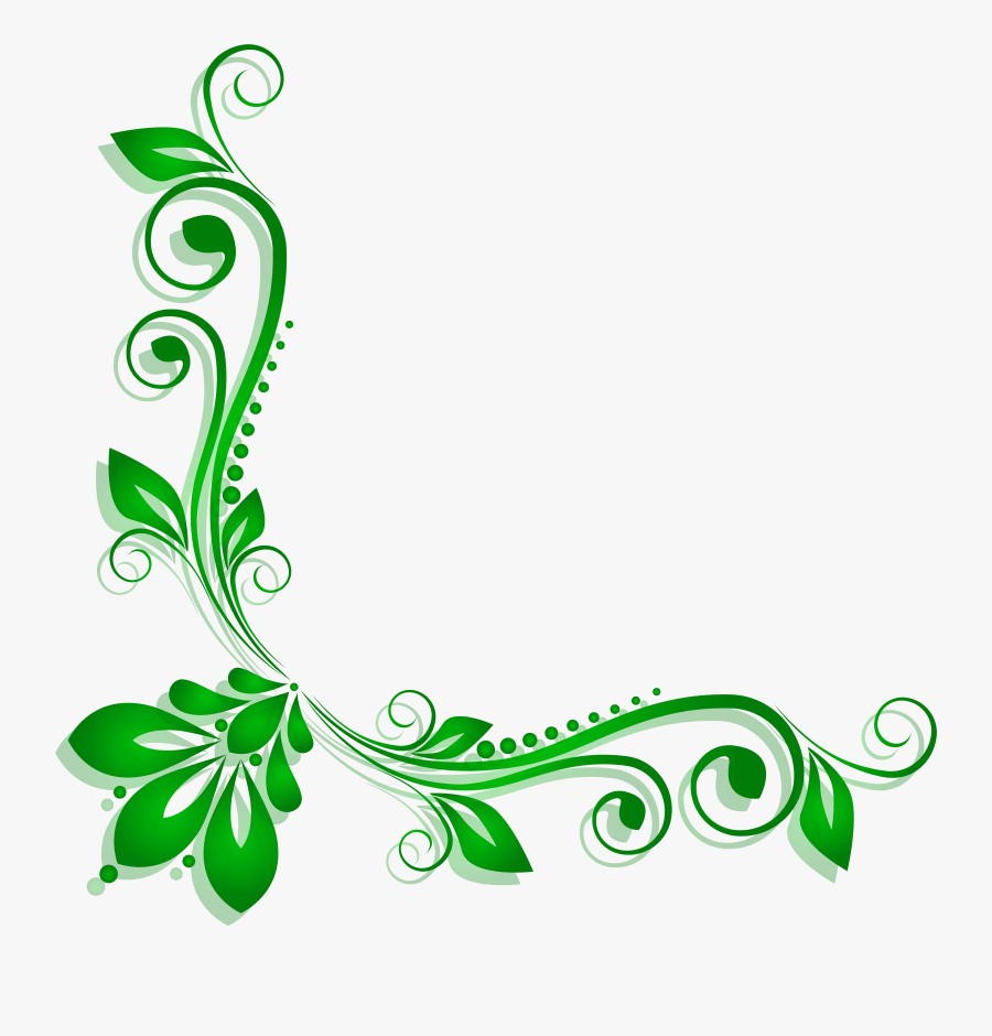 Crochet Clipart Border - Green Flowers Border Png, Transparent Clipart