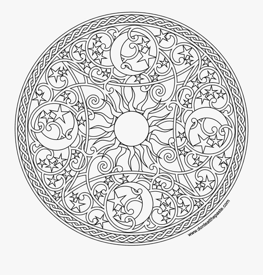 Amazingly Relaxing Free - Celestial Mandala Coloring Pages, Transparent Clipart
