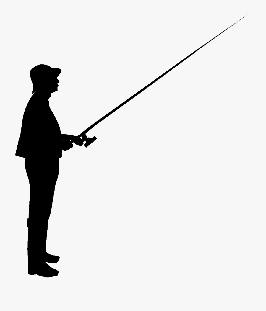 Silhouette Fishing Rods Clip Art - Silhouette Of Guy Fishing, Transparent Clipart