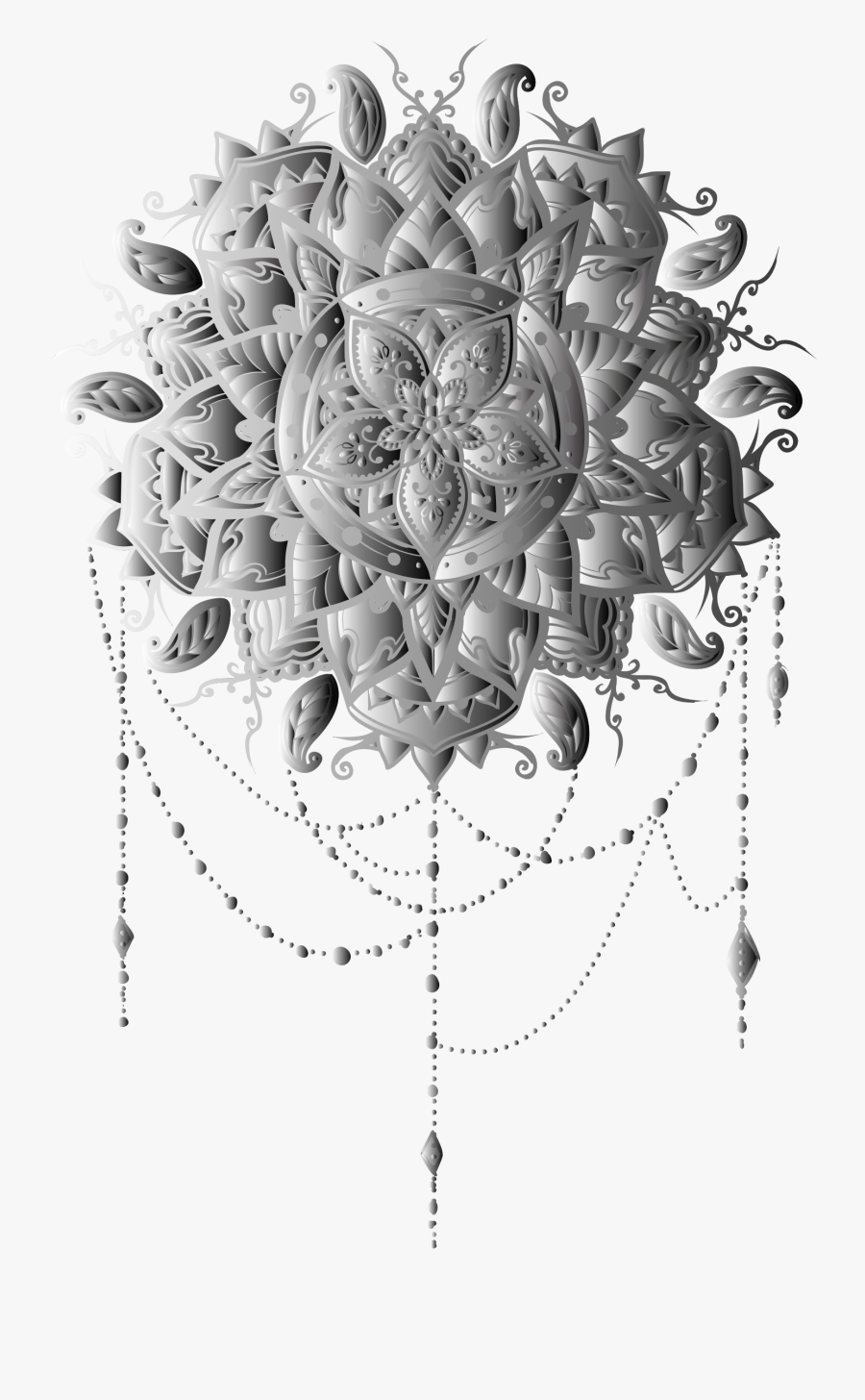 Grayscale Intricate Floral Big - Clip Art, Transparent Clipart