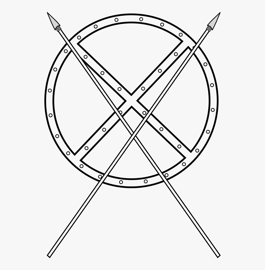 Round Shield And Crossed Spears - Cartoon Sword And Shield, Transparent Clipart