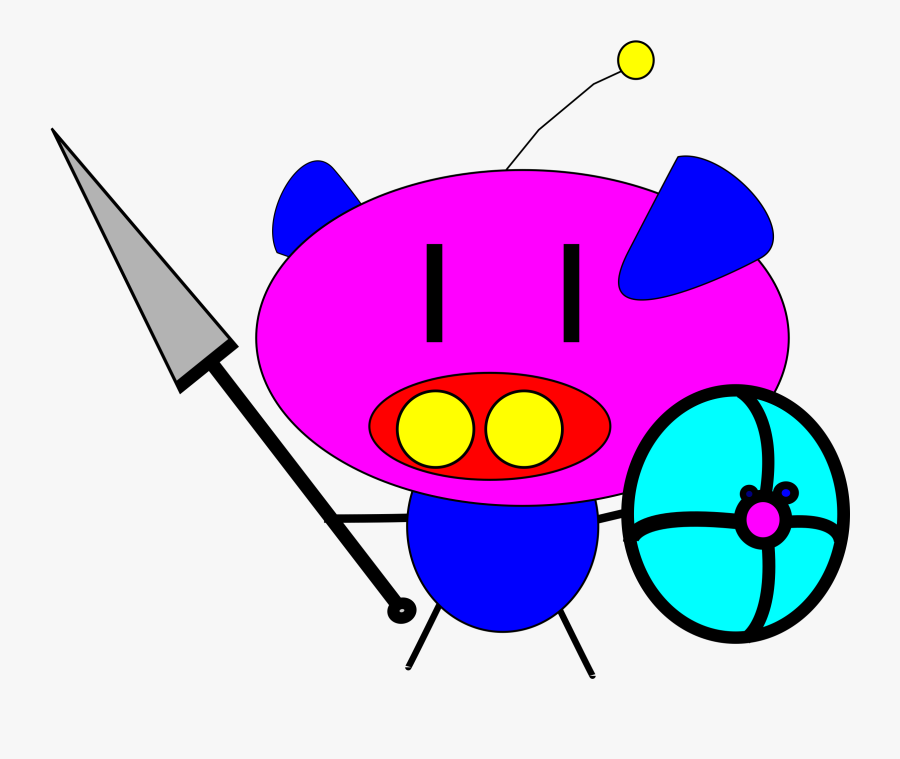 Pig With Spear And Shield, Transparent Clipart