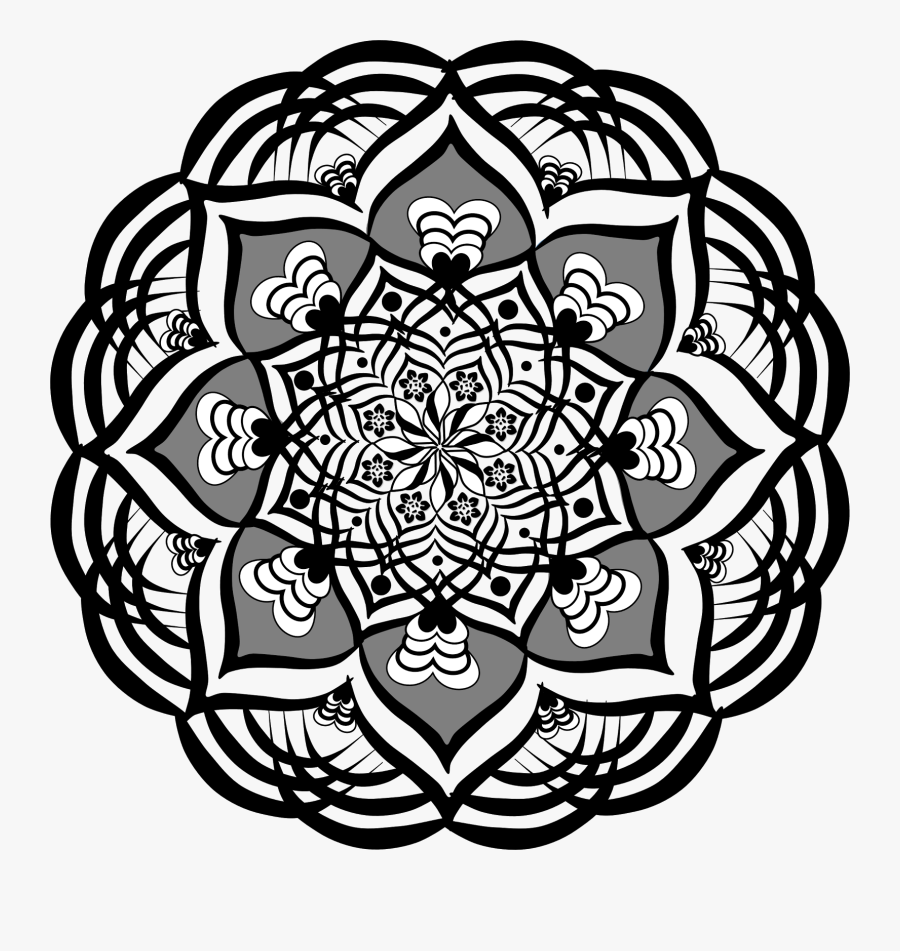 Transparent Mandala Clipart Black And White - Illustration, Transparent Clipart