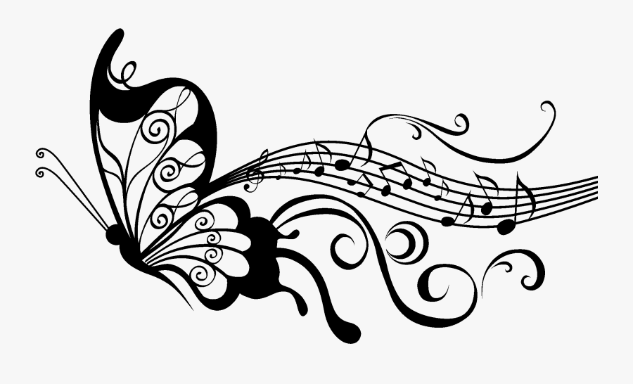 Butterfly With Music Notes, Transparent Clipart