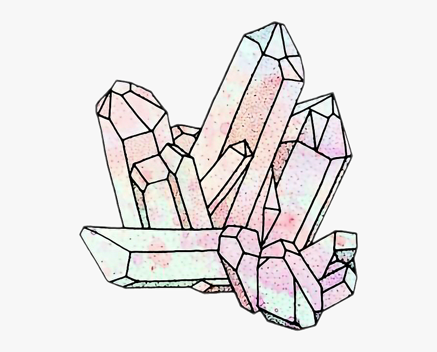 Overlay Tumblr Crystal Grunge Freetoedit - Crystal Cluster Sketch Crystal Drawing, Transparent Clipart