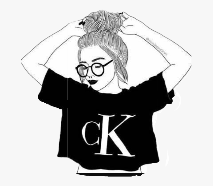 Tumblr Girl Nerd - Girl With Glasses Drawing, Transparent Clipart