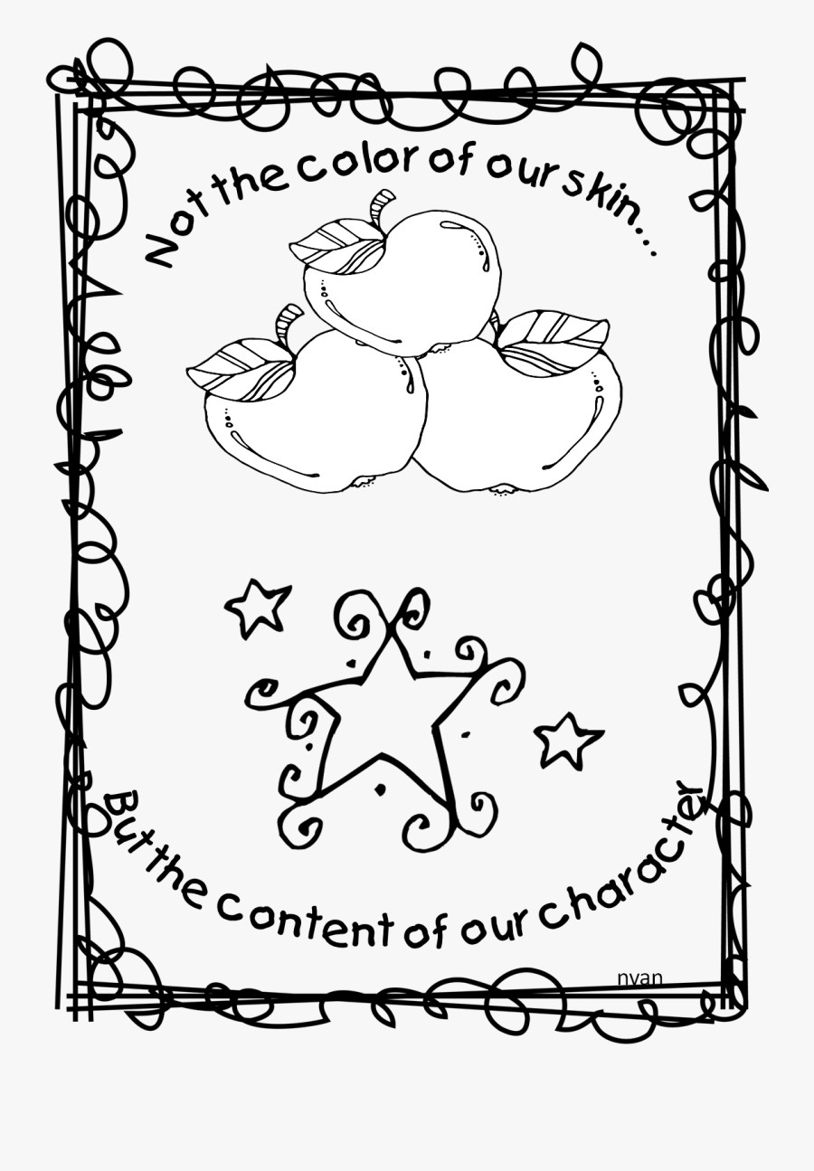 Martin Luther King Jr Day Coloring Page - School Black And White Border, Transparent Clipart