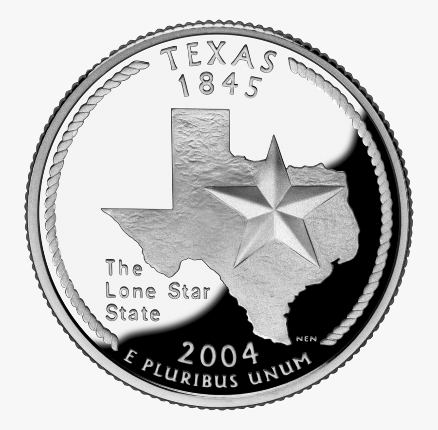 Texas State Quarters Clip Black And White Library - Texas State Quarter, Transparent Clipart