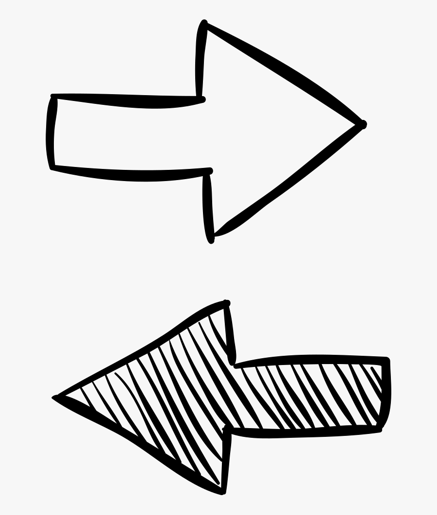 Two Opposite Arrows Sketch Svg Png Icon Free Download - Arrow Png White Sketch, Transparent Clipart
