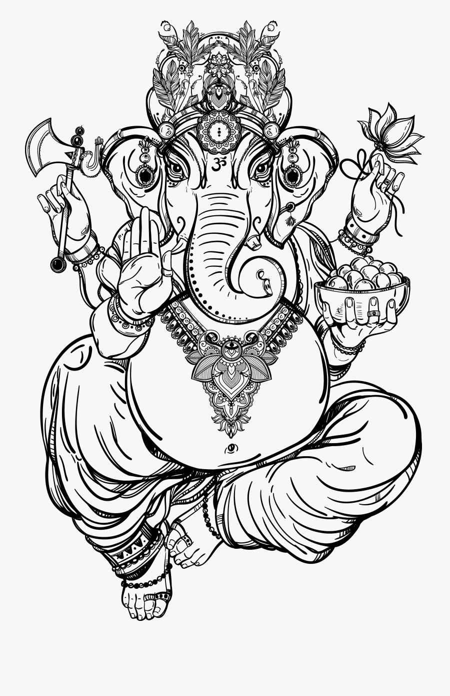 Coloriage Ganesh Einzigartig Ganesh Drawing Outline - Hindu Elephant God Drawing, Transparent Clipart