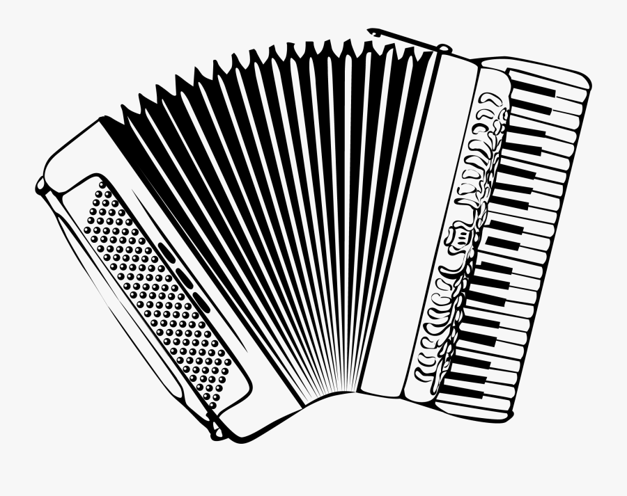 Black And White Accordion Instrument Vector Clip Art - Accordion, Transparent Clipart