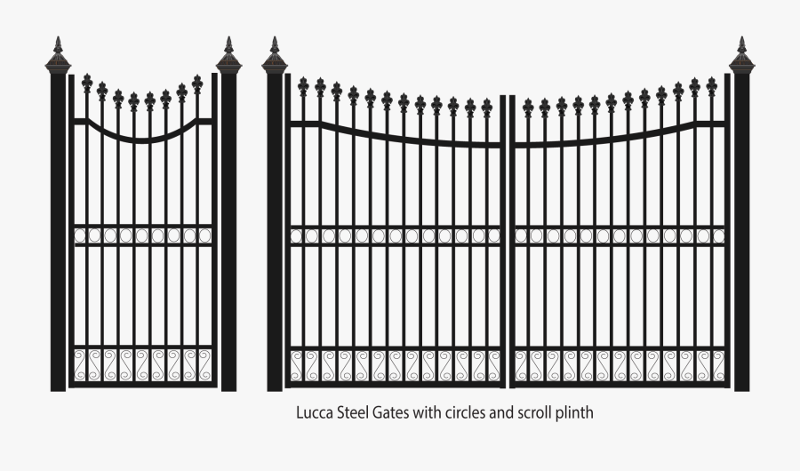 Lucca Steel Driveway And Pedesrtian Gates - Wrought Iron Steel Gates, Transparent Clipart