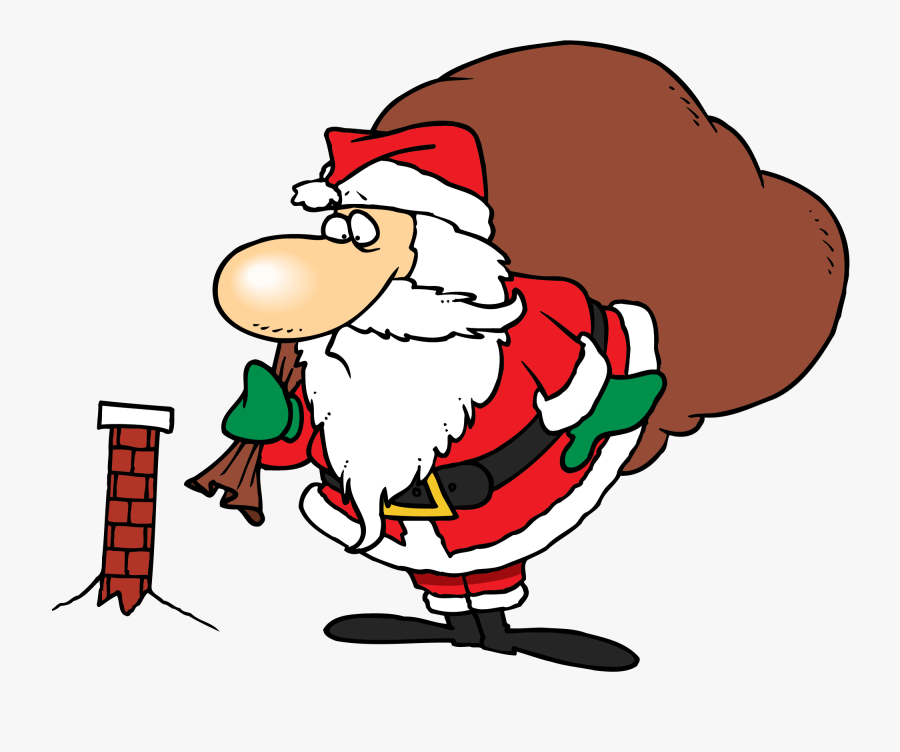 Santa Going Down Chimney Toy, Transparent Clipart