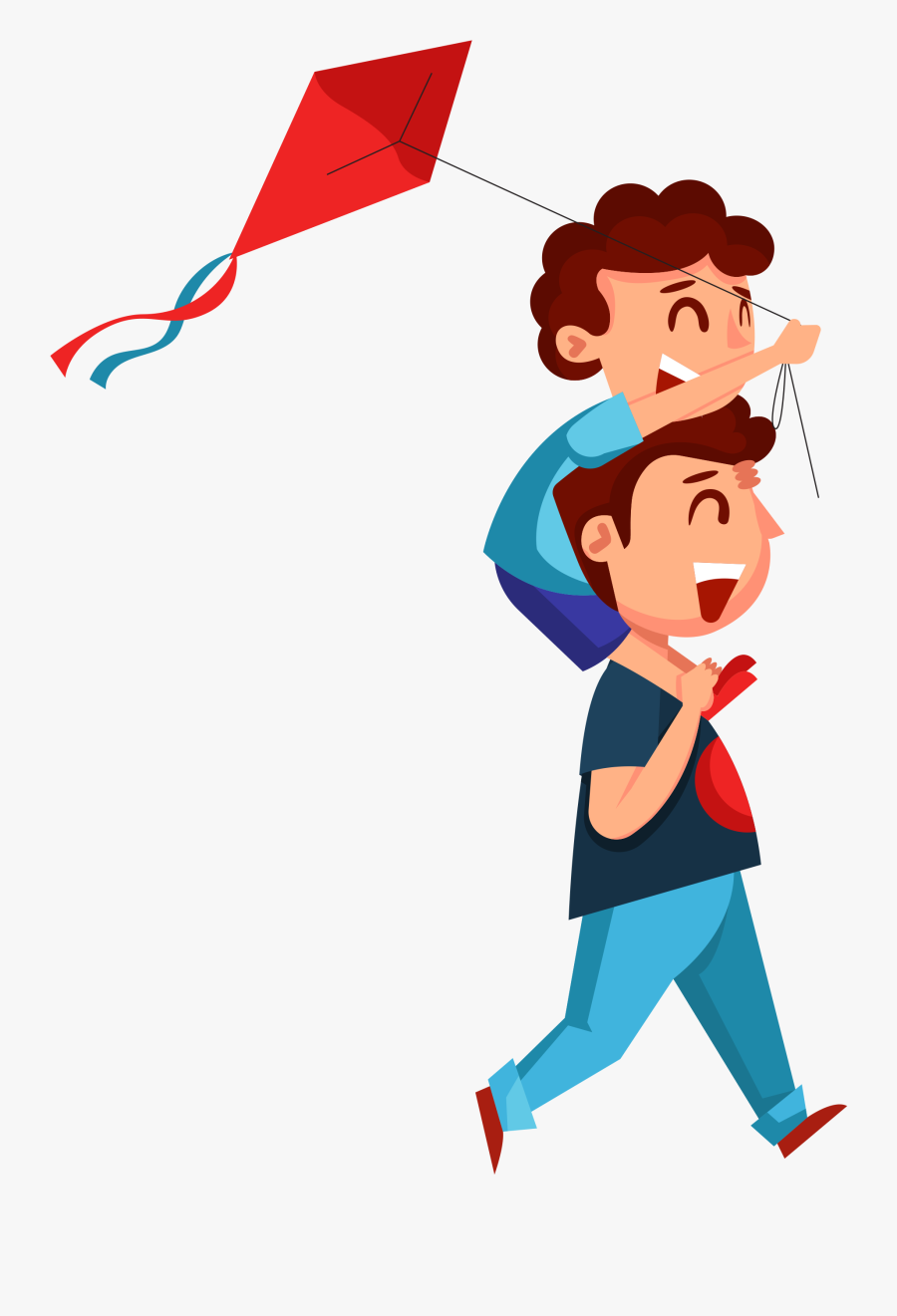 Hand Drawn Cartoon Father And Son Playing Decorative - Dia Dos Pais Clipart, Transparent Clipart