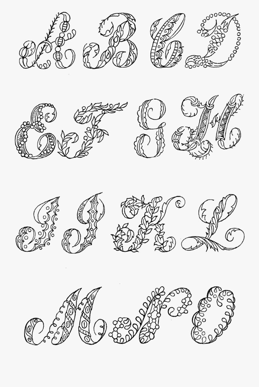 Font Floral Lettering, Transparent Clipart