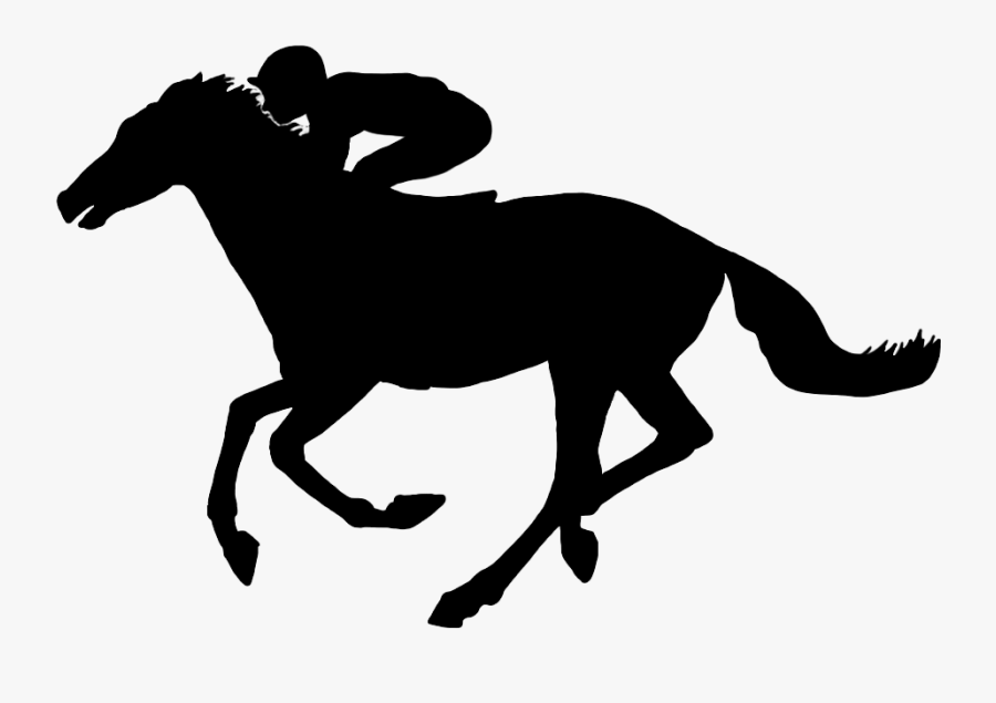 Horse With Jockey In Galop - Silhouette Horse And Jockey, Transparent Clipart