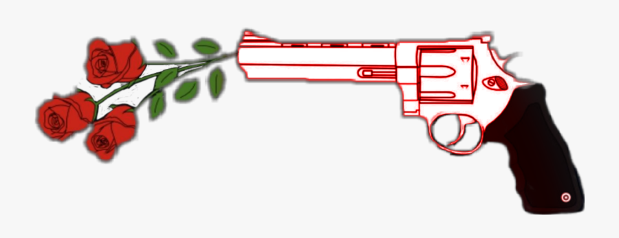 Gun Roses Aesthetic Freetoedit - Gun With Roses Png, Transparent Clipart
