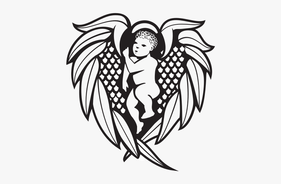 Angel Silhouette Cut File - Angel Wing Heart Vectors, Transparent Clipart