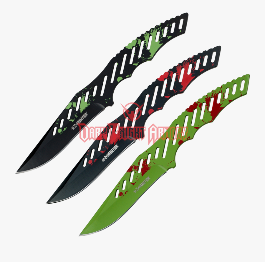Zombie Hunter Three Piece Throwing Knife Set - Clip Art, Transparent Clipart