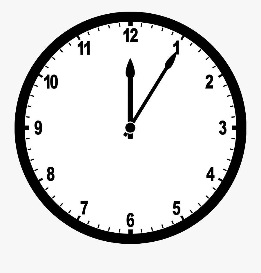 Telling Time - Clock At 12 05, Transparent Clipart