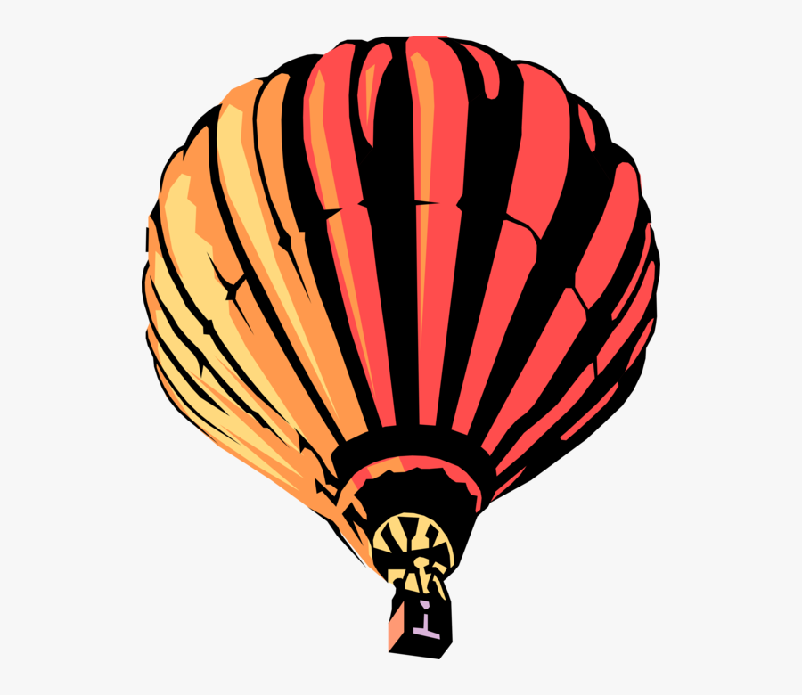 Vector Illustration Of Hot Air Balloon With Gondola - Hot Air Balloon, Transparent Clipart