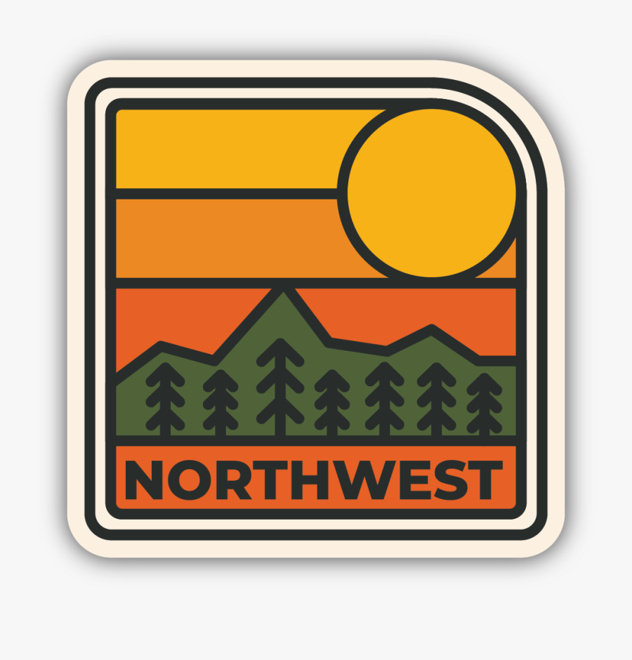 Northwest Sun Setting Sticker, Transparent Clipart