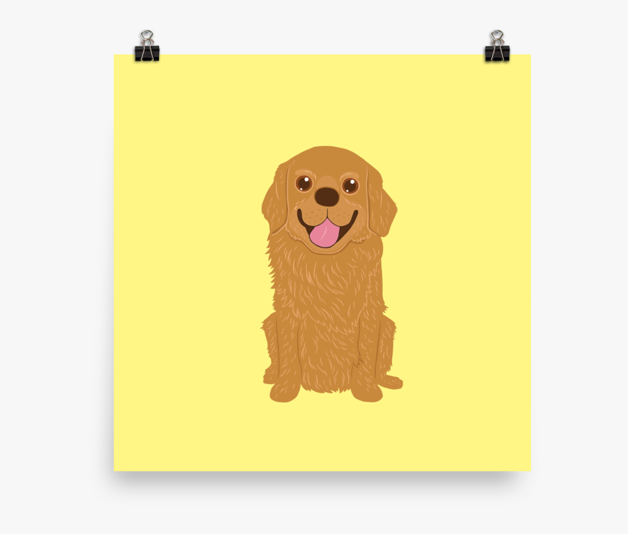 Happy Golden Retriever Dog Illustration Poster - Golden Retriever, Transparent Clipart