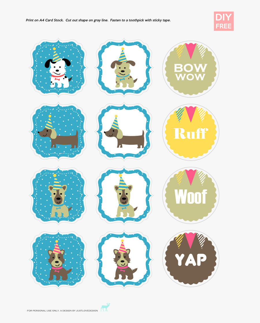 Happy Birthday Cupcake Toppers Dog, Transparent Clipart