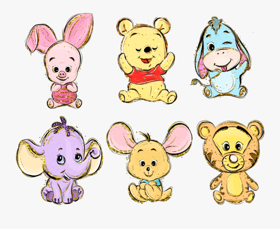 #watercolor #glittery #winnie The Pooh #pooh #tigger - Etiqueta Escolar Menino Ursinho Pooh, Transparent Clipart