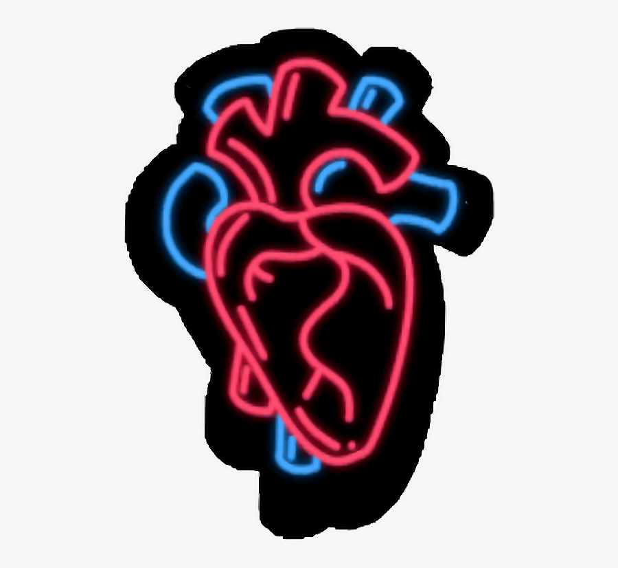 #aesthetic #red #blue #heart #organs #neon #sticker - Lovely, Transparent Clipart