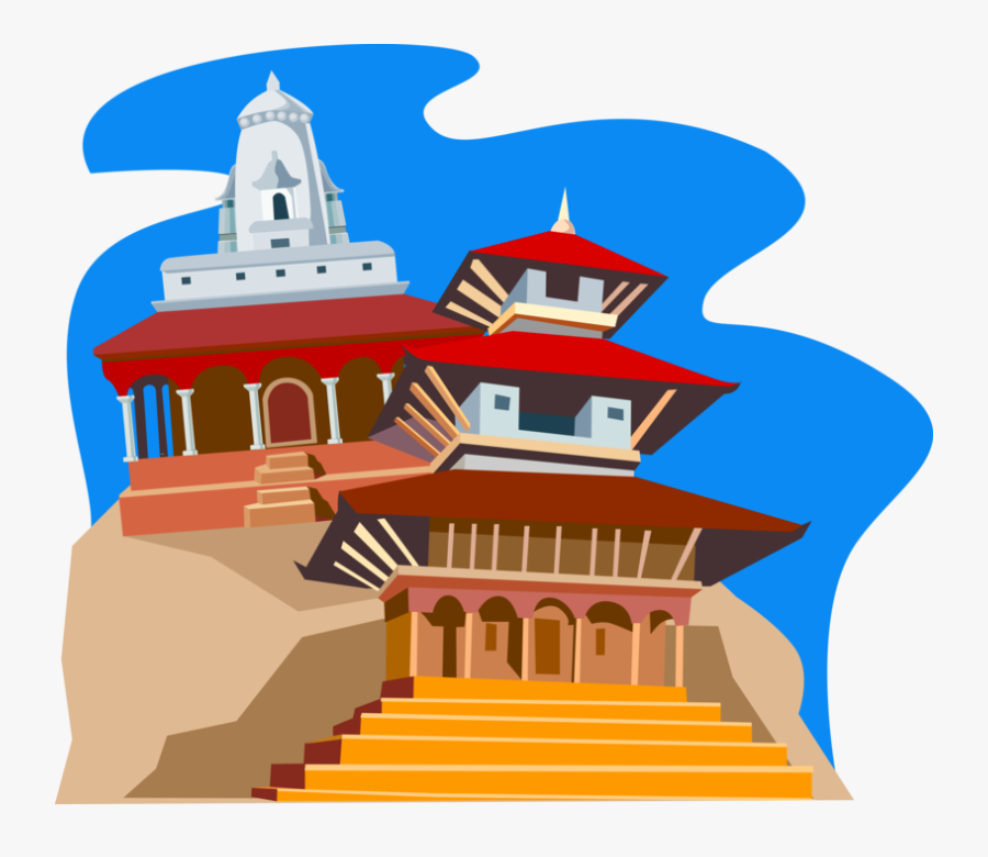 Vector Illustration Of Kathmandu Durbar Square Maju - Nepal Vector, Transparent Clipart