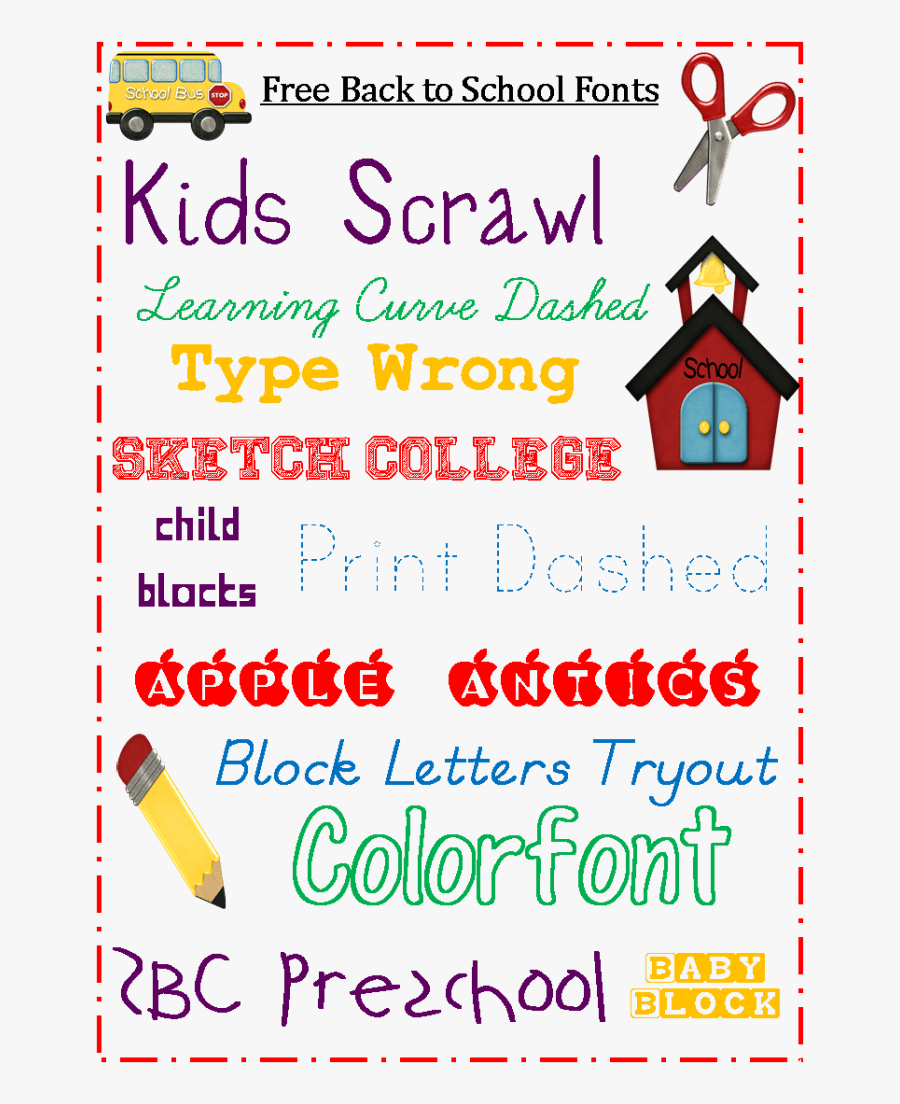 Back To School Fonts - Back To School Fonts Free, Transparent Clipart