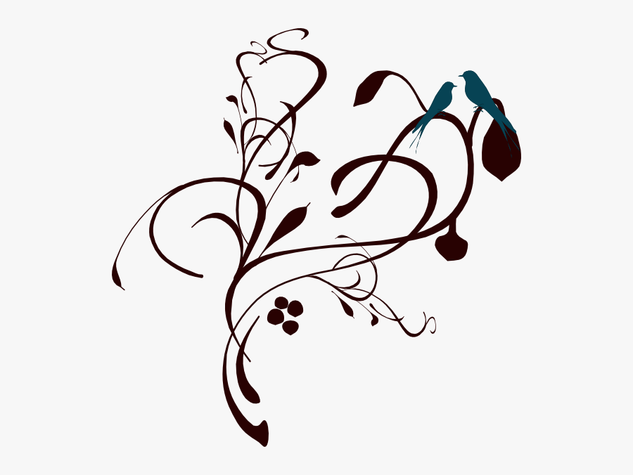 Birds On A Branch Svg Clip Arts - Border Black And White Floral Png, Transparent Clipart