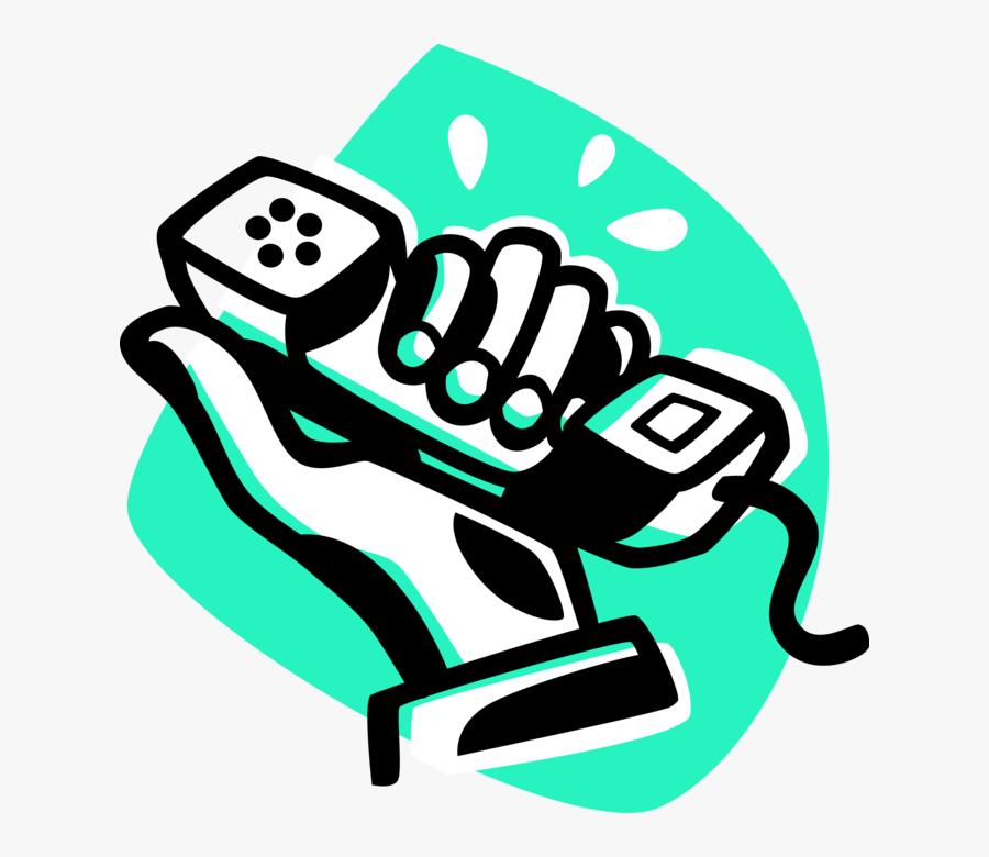 Vector Illustration Of Hand Holds Telephone Handset, Transparent Clipart