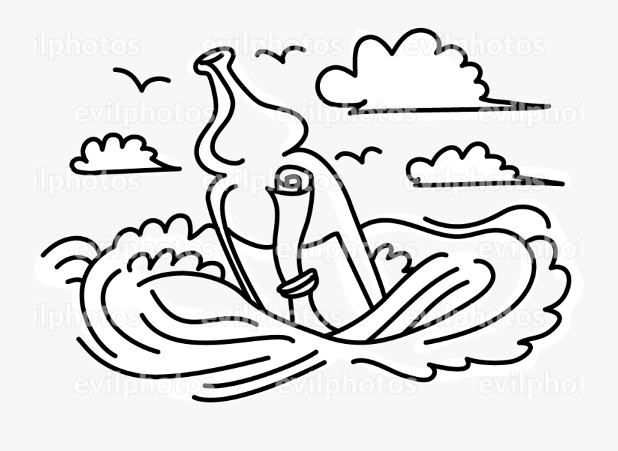 Message In A Bottle Drawing Vector And Stock Photo - Line Art, Transparent Clipart
