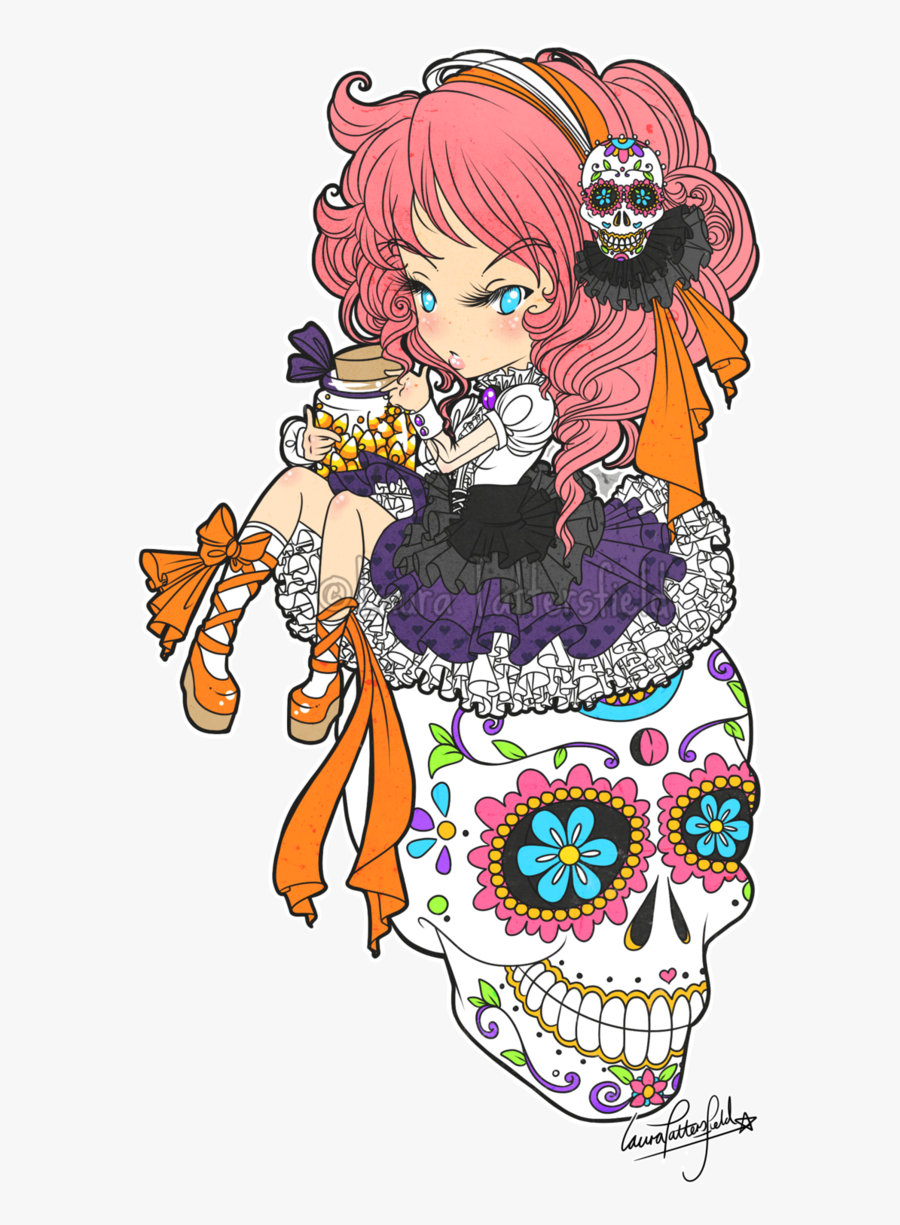 Girly Clipart Sugar Skull - Cartoon Sugar Skull, Transparent Clipart