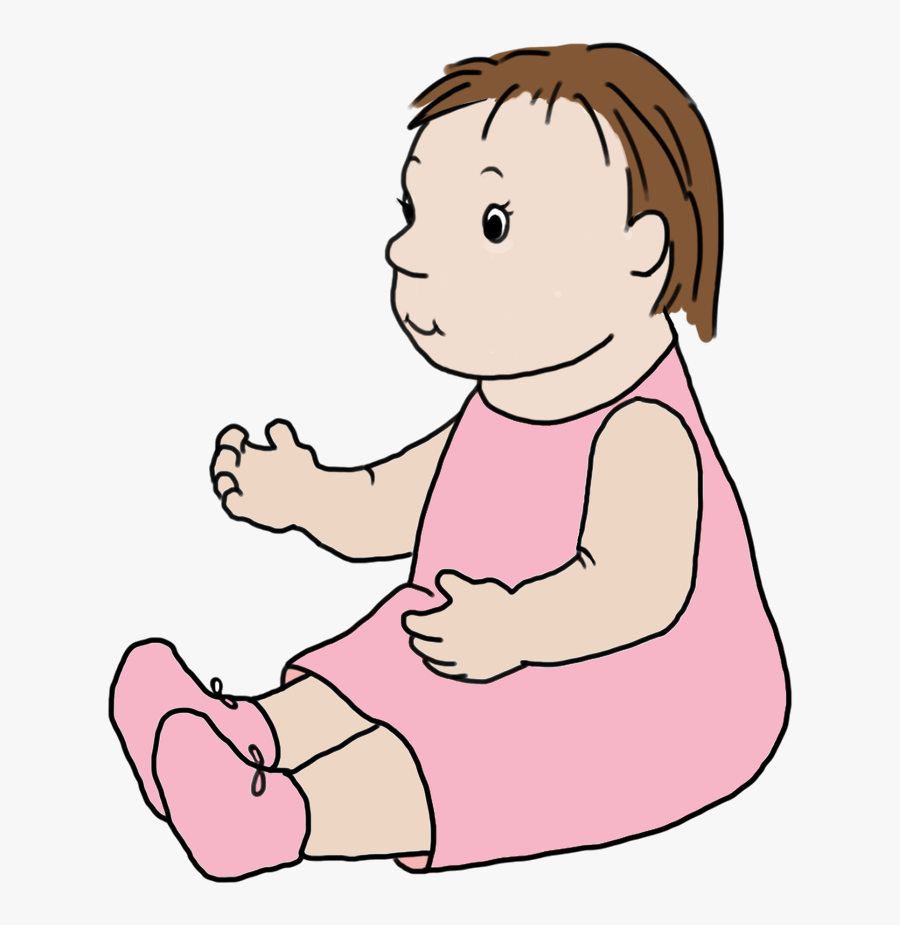 Baby Girl In Pink Sitting - Sitting, Transparent Clipart