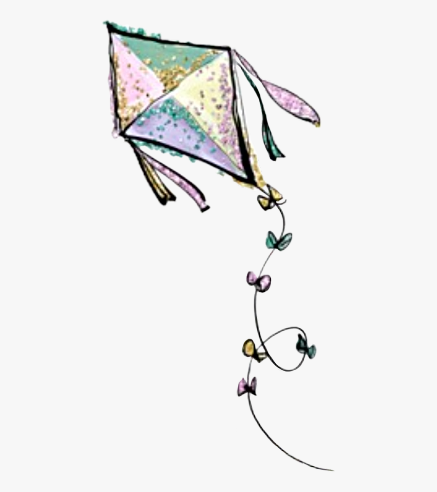 Freetoedit Watercolor Kite Ribbon Fly, Transparent Clipart
