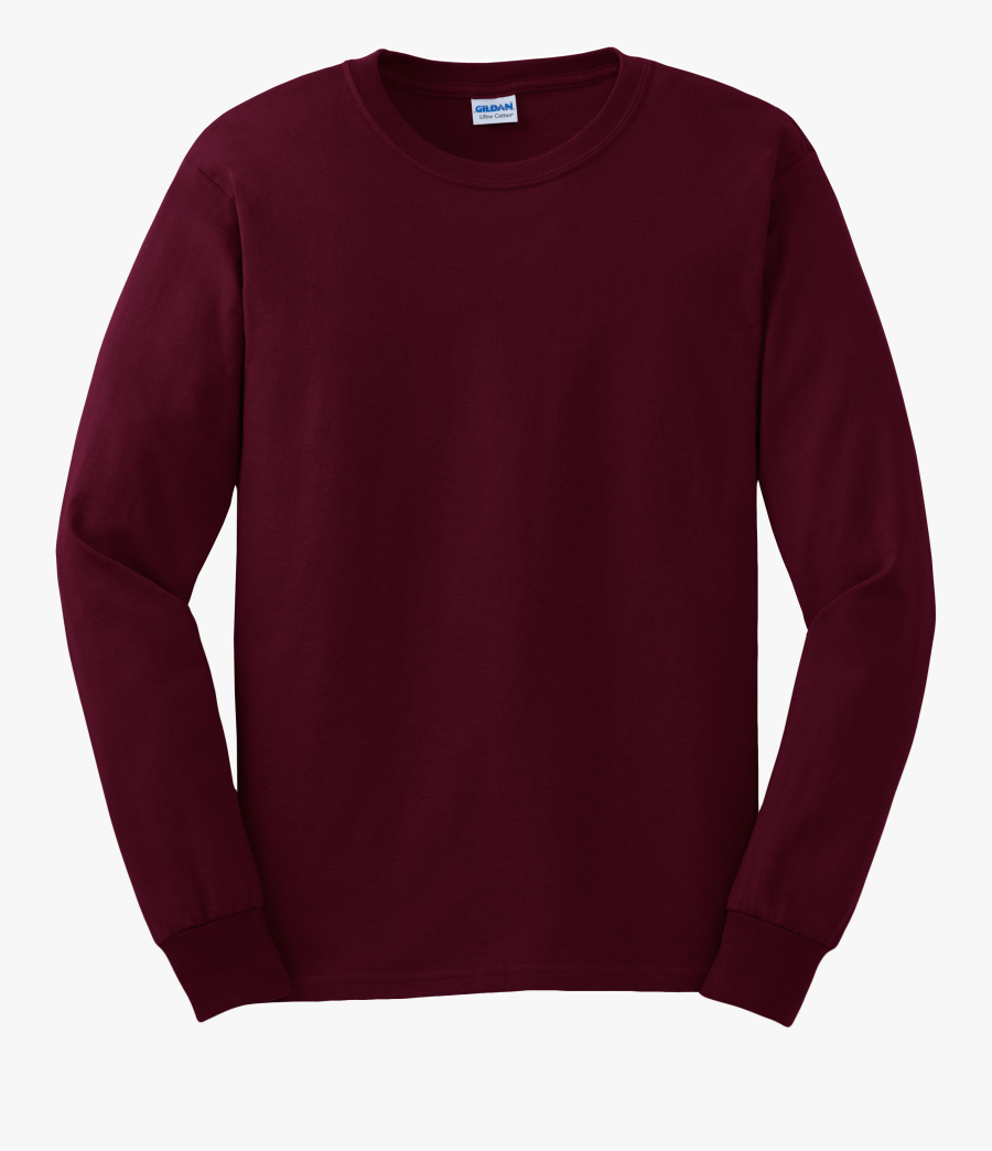 Jersey Clipart Cardigan - Plain Maroon Long Sleeve T Shirt, Transparent Clipart