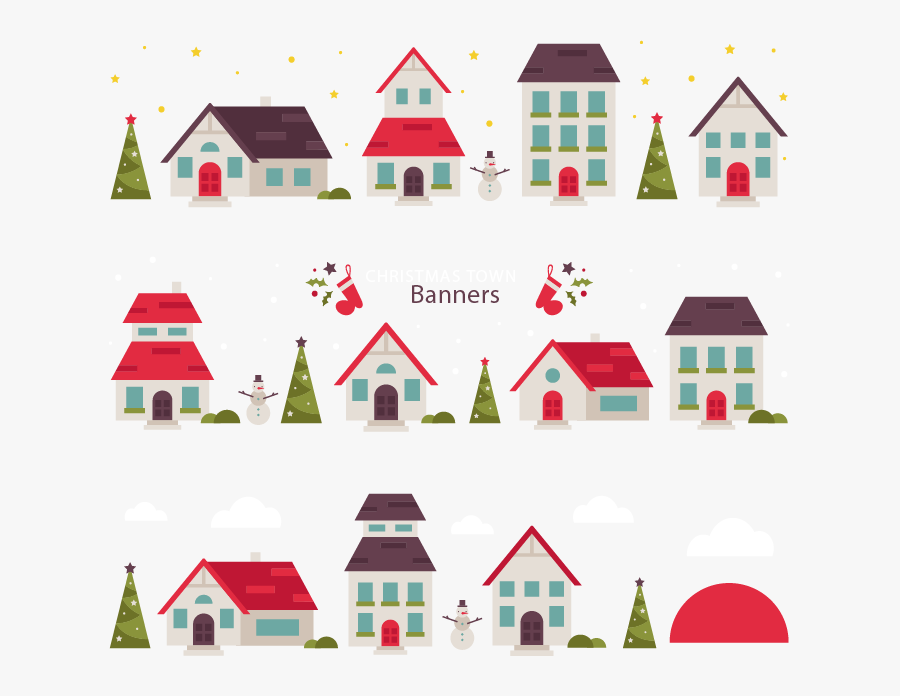 Christmas Banner Vecteur - Casas Navidad Vector, Transparent Clipart