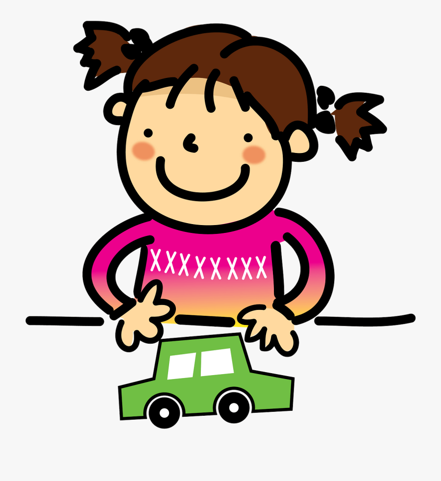 Girl With Toy Car Clipart, Transparent Clipart