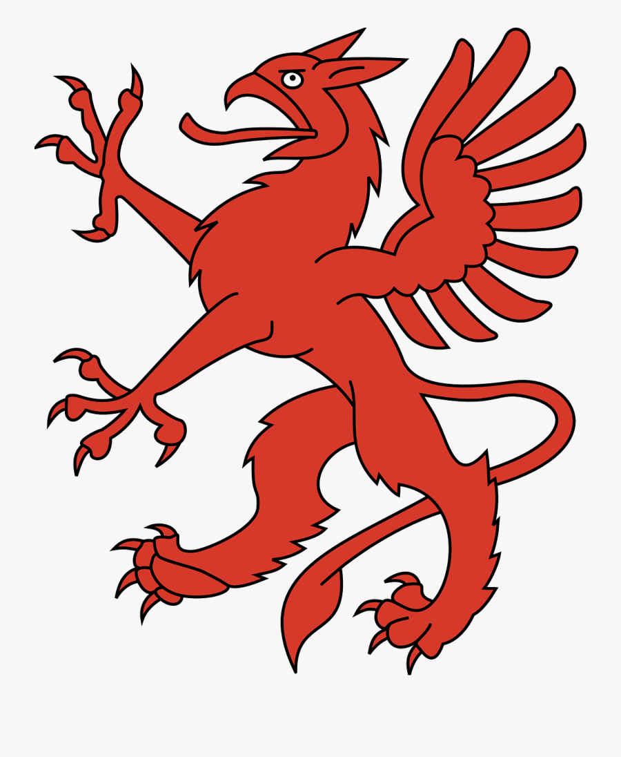 Animal Red Creature Free Photo - Medieval Griffin Coat Of Arms, Transparent Clipart