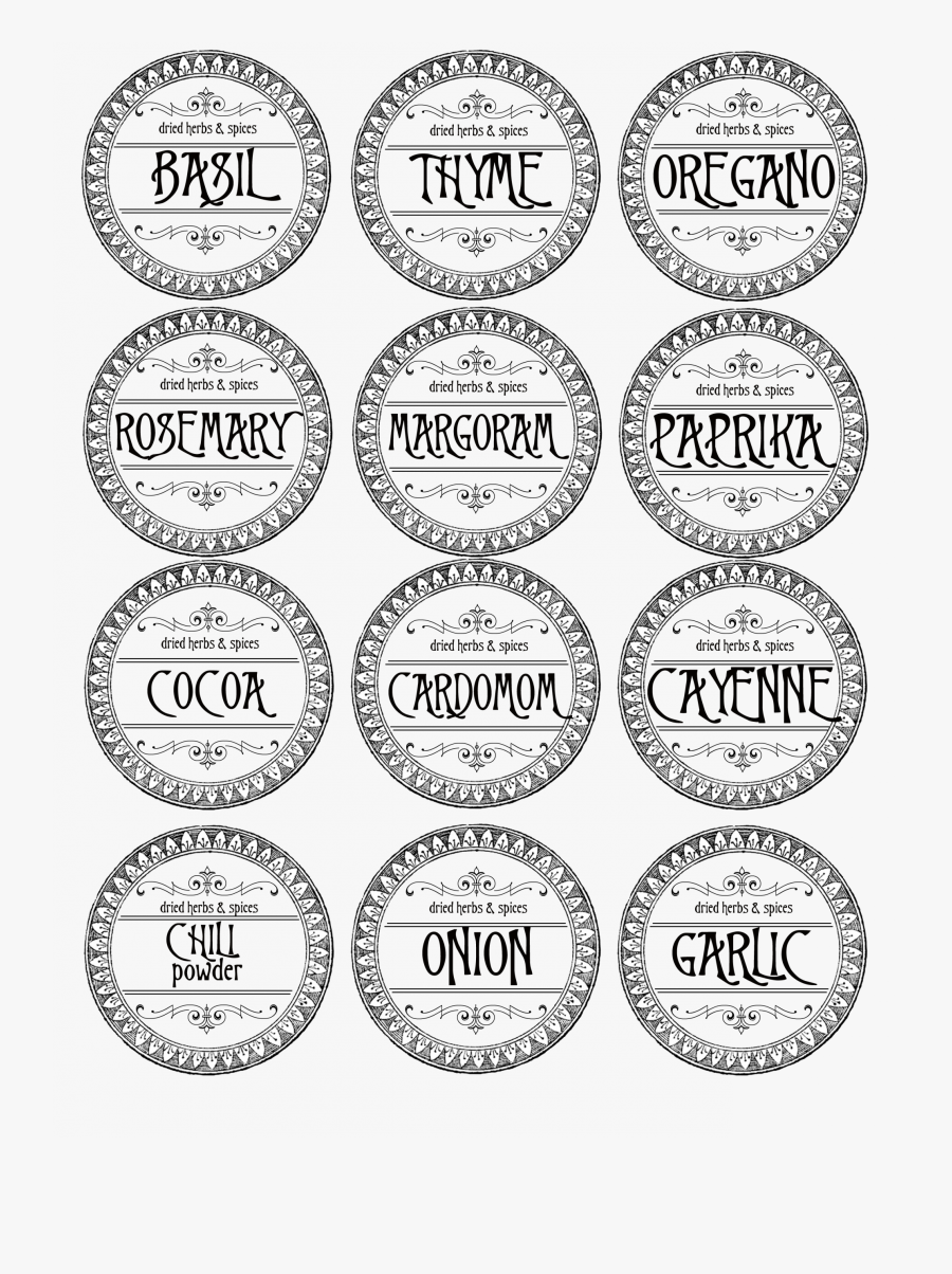 Spice Pot Labels Printable, Transparent Clipart
